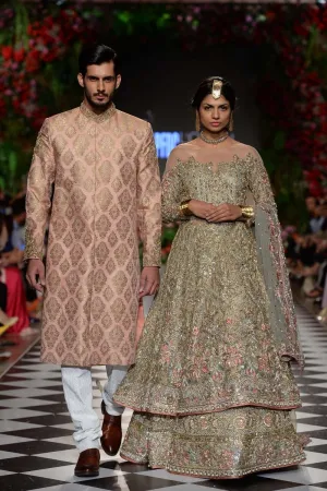 Asian Walima Dress for Bride in Mint Green Color #C2081