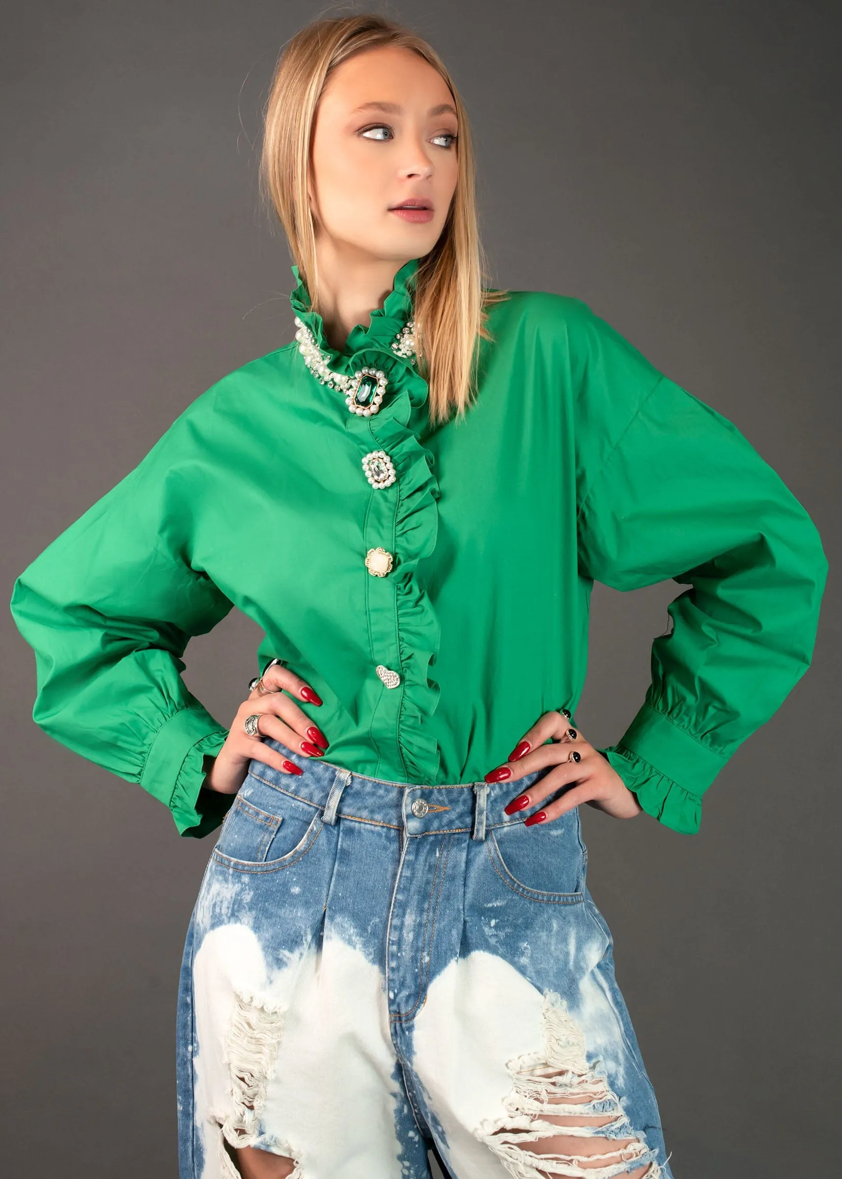 Avant Garde Embellished Dress Shirt