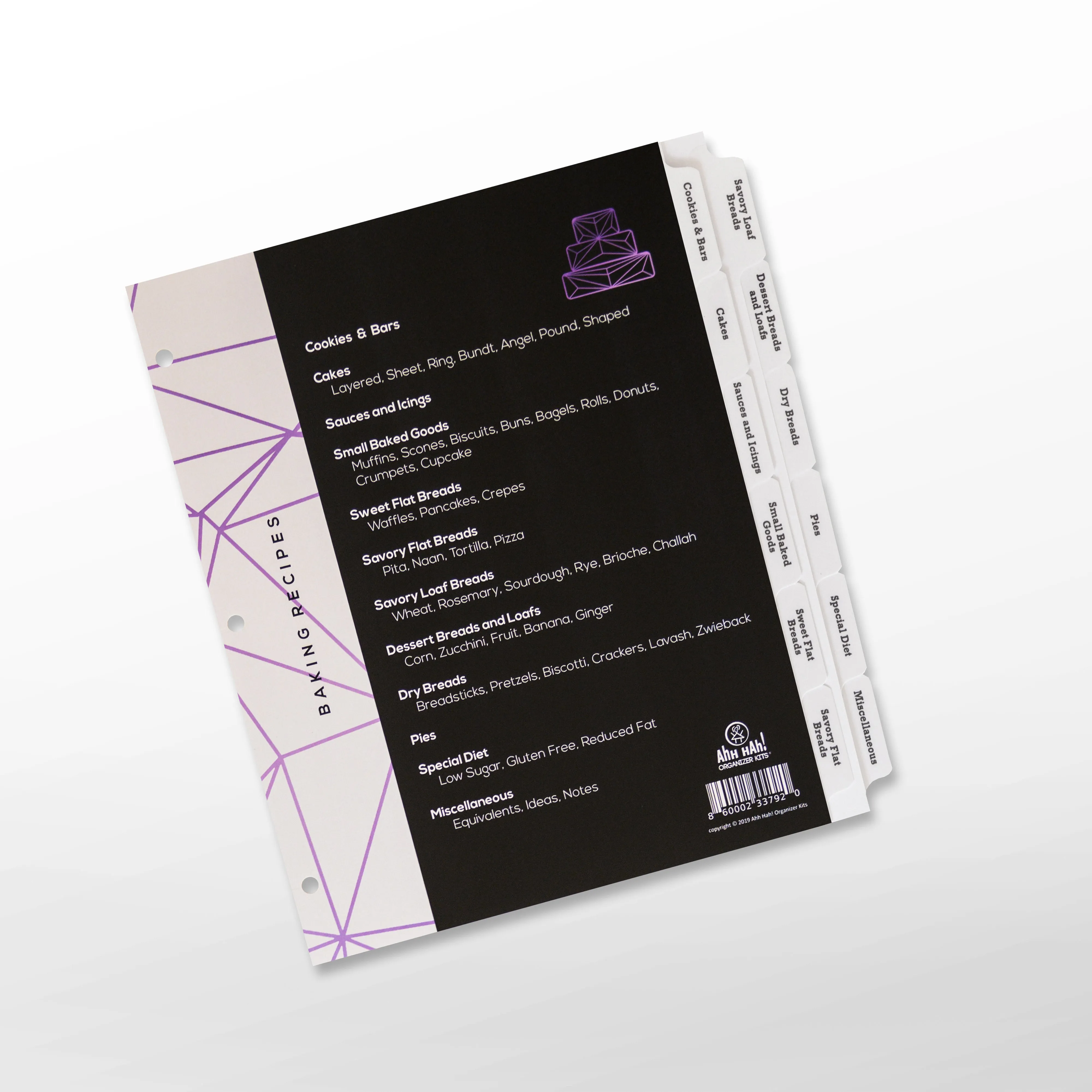 Baker's Recipe Organizer Kit: LONG Index Tabs - Architectural Version