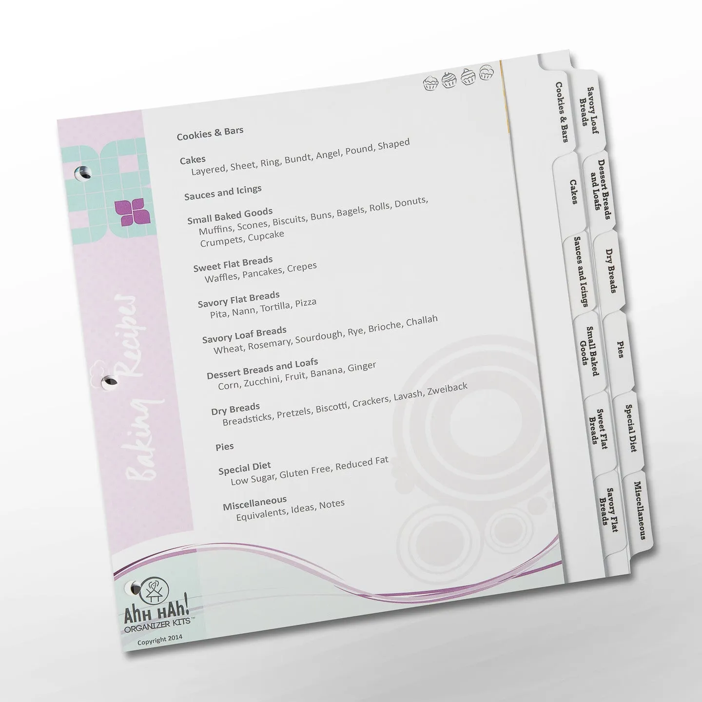 Baker's Recipe Organizer Kit: LONG Index Tabs