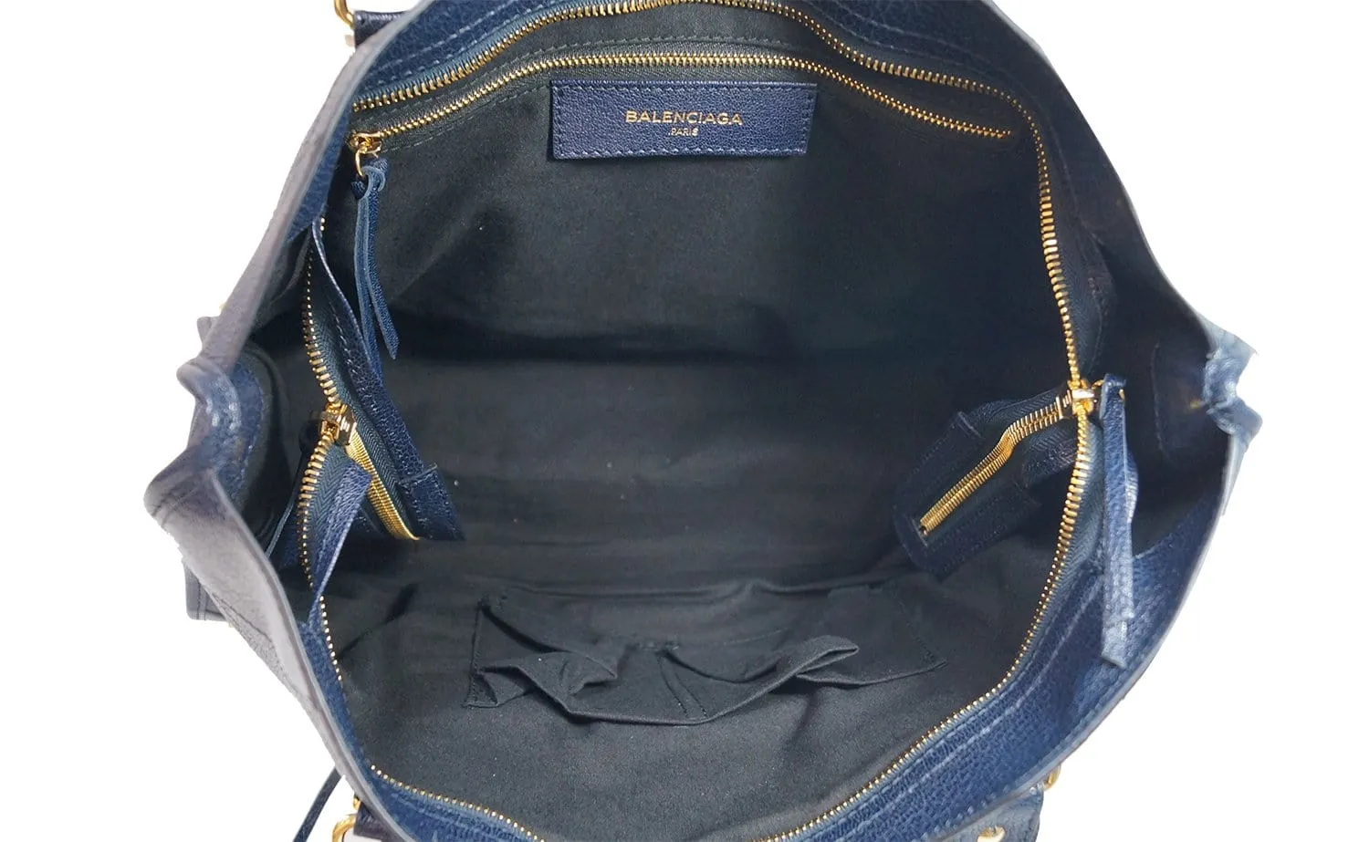 BALENCIAGA Metallic Edge City Leather Shoulder Bag Navy Blue - Last Call