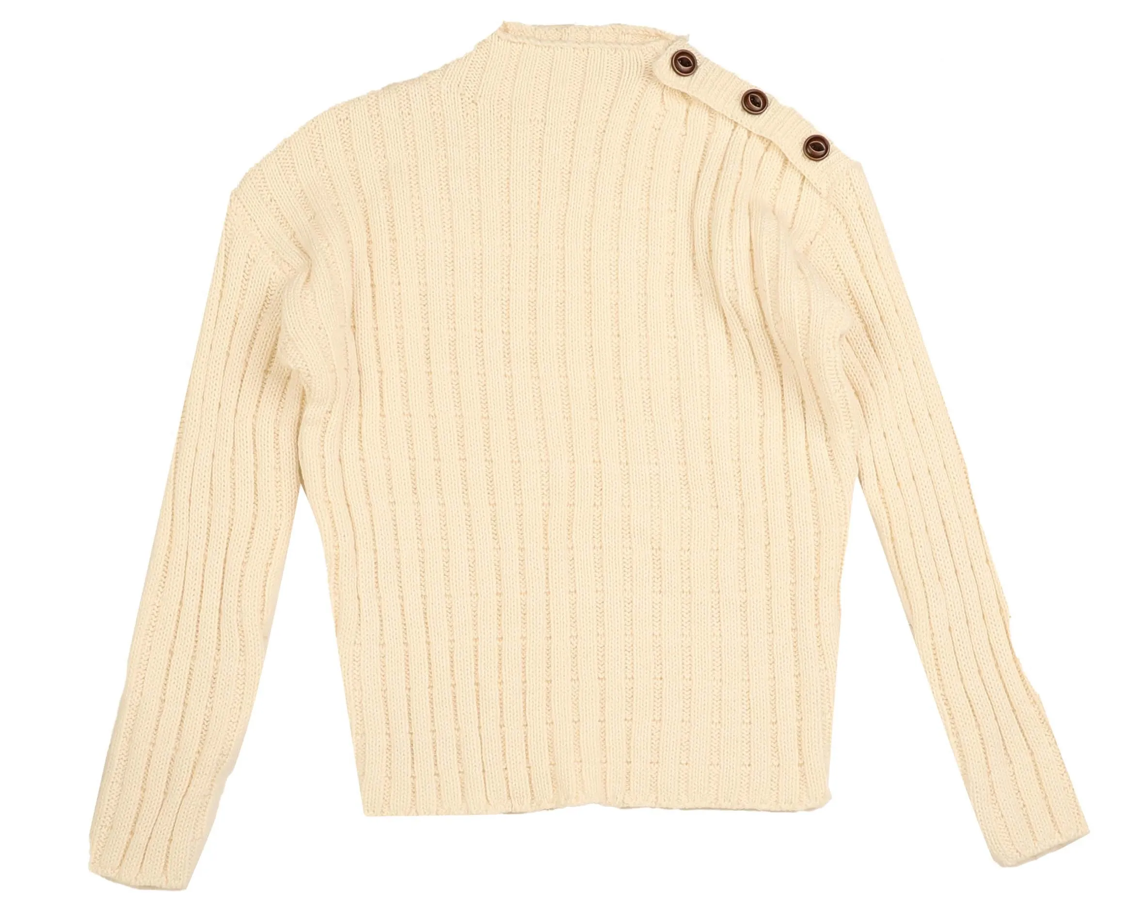 Belati Shoulder Button Chunky Cream Knit Top