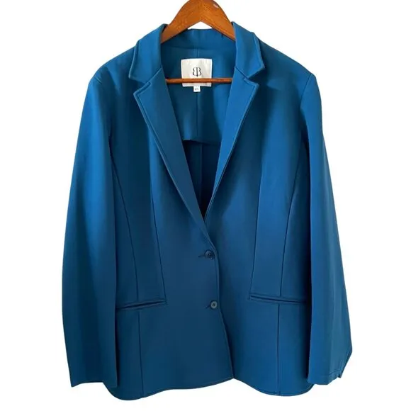 Betabrand Button Front Blazer In Ocean Size XXL