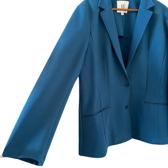 Betabrand Button Front Blazer In Ocean Size XXL
