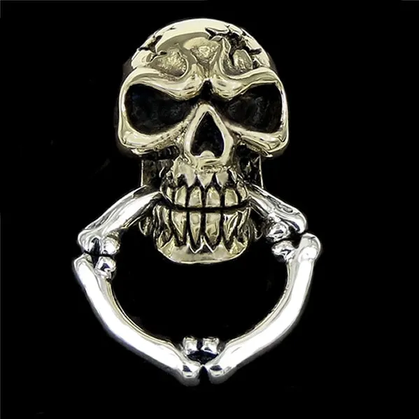 Biker Skull Wallet Chain Connector Concho Sterling Silver And Brass