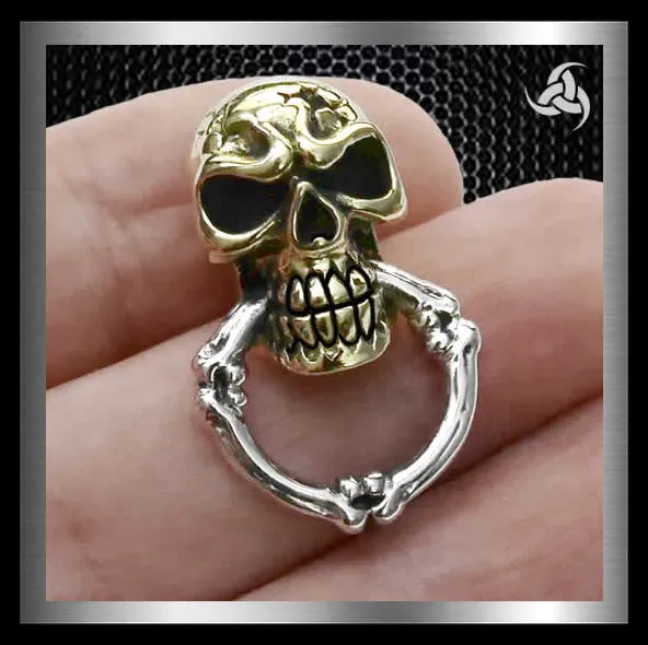 Biker Skull Wallet Chain Connector Concho Sterling Silver And Brass
