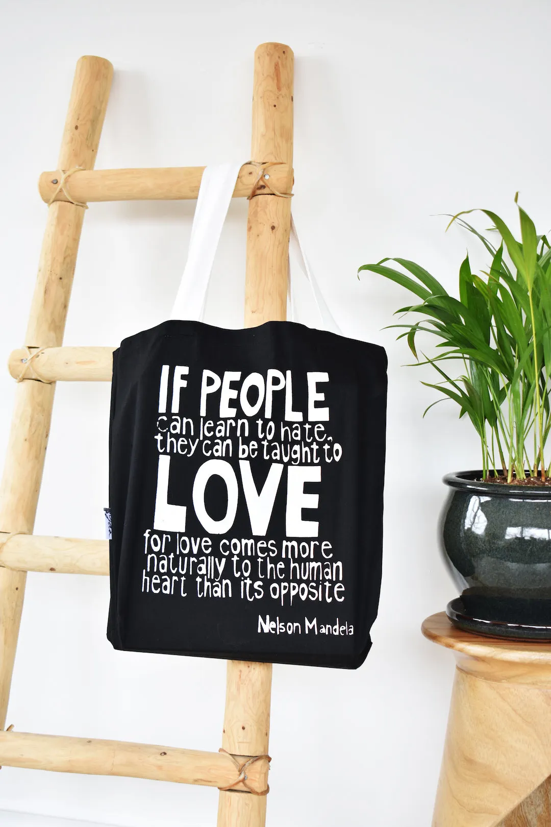 Black Love Comes More Naturally Mandela Tote Bag