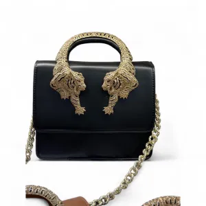 Black Tiger Handle Bag 🖤🐅 – Roberto Cavalli-Inspired Bold Luxury