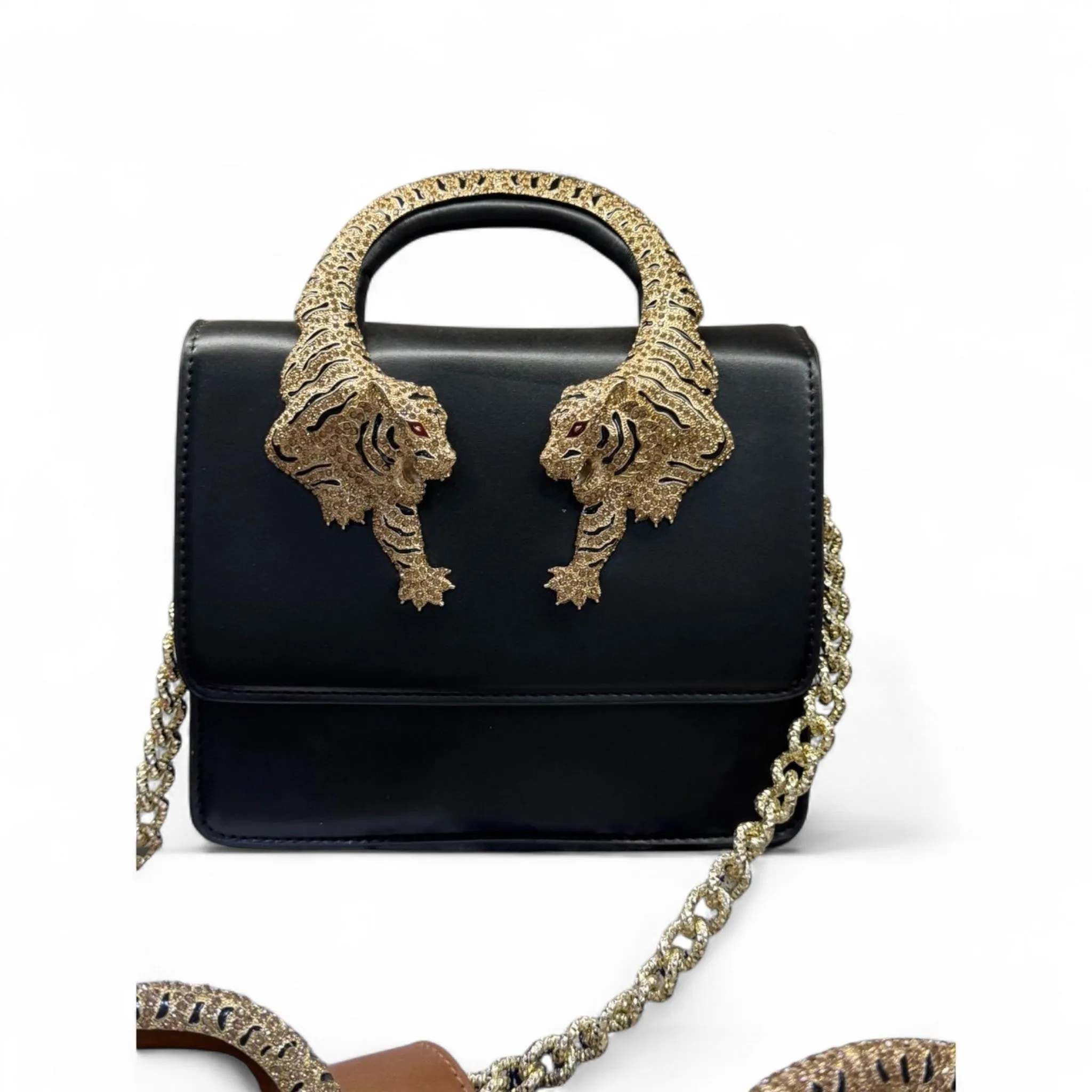 Black Tiger Handle Bag 🖤🐅 – Roberto Cavalli-Inspired Bold Luxury