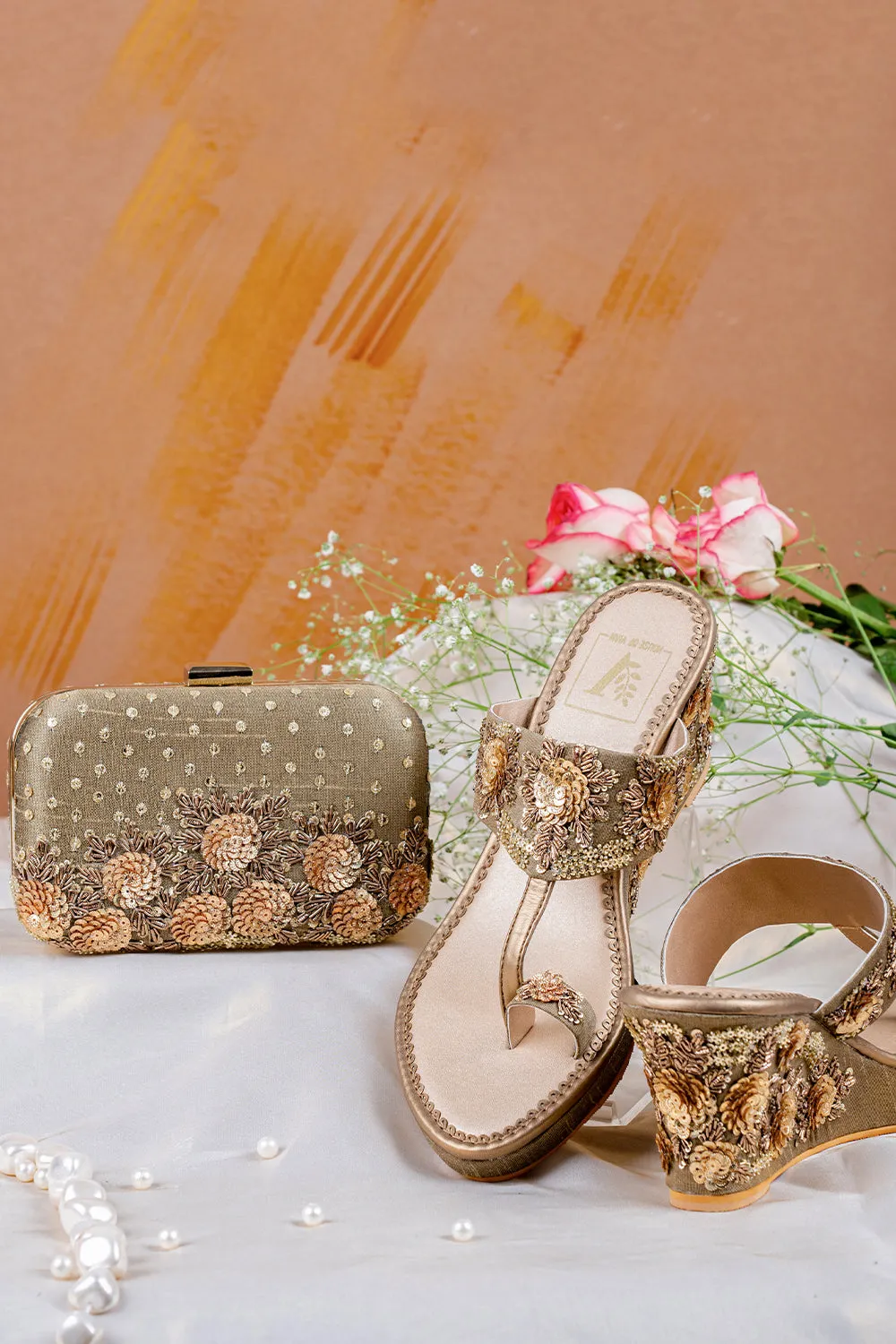 Blossom Treasure Wedges & Handbag Combo