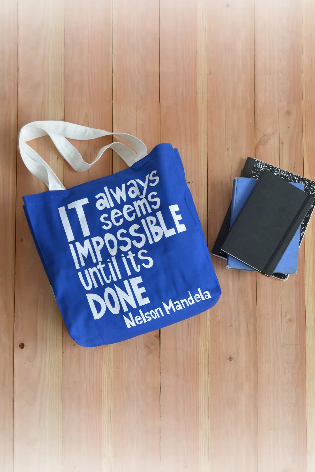 Blue Impossible Until Done Mandela Tote Bag