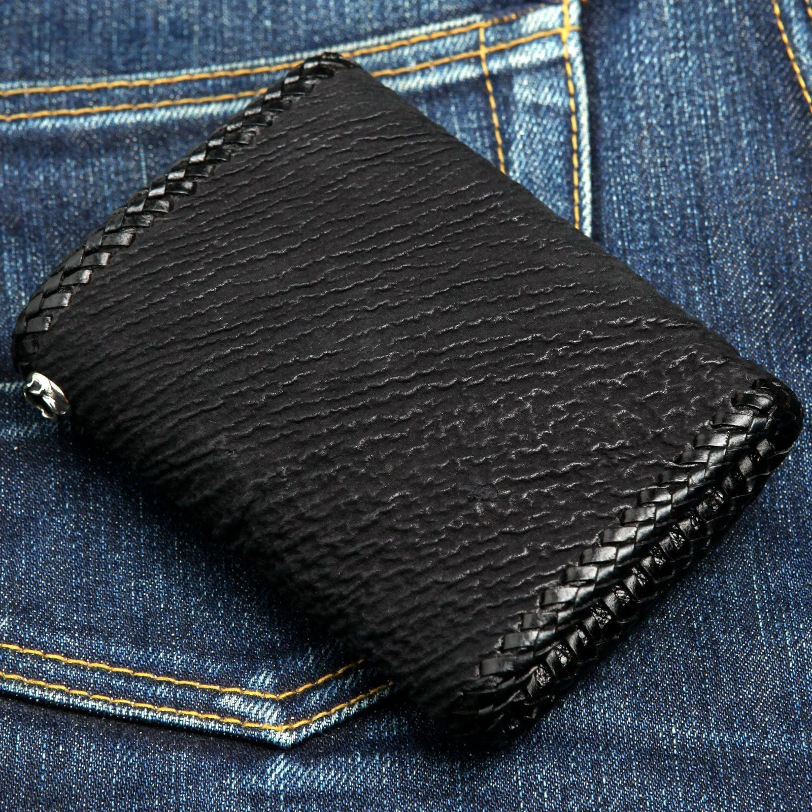 Blue Stingray Leather Gothic Cross Biker Wallet