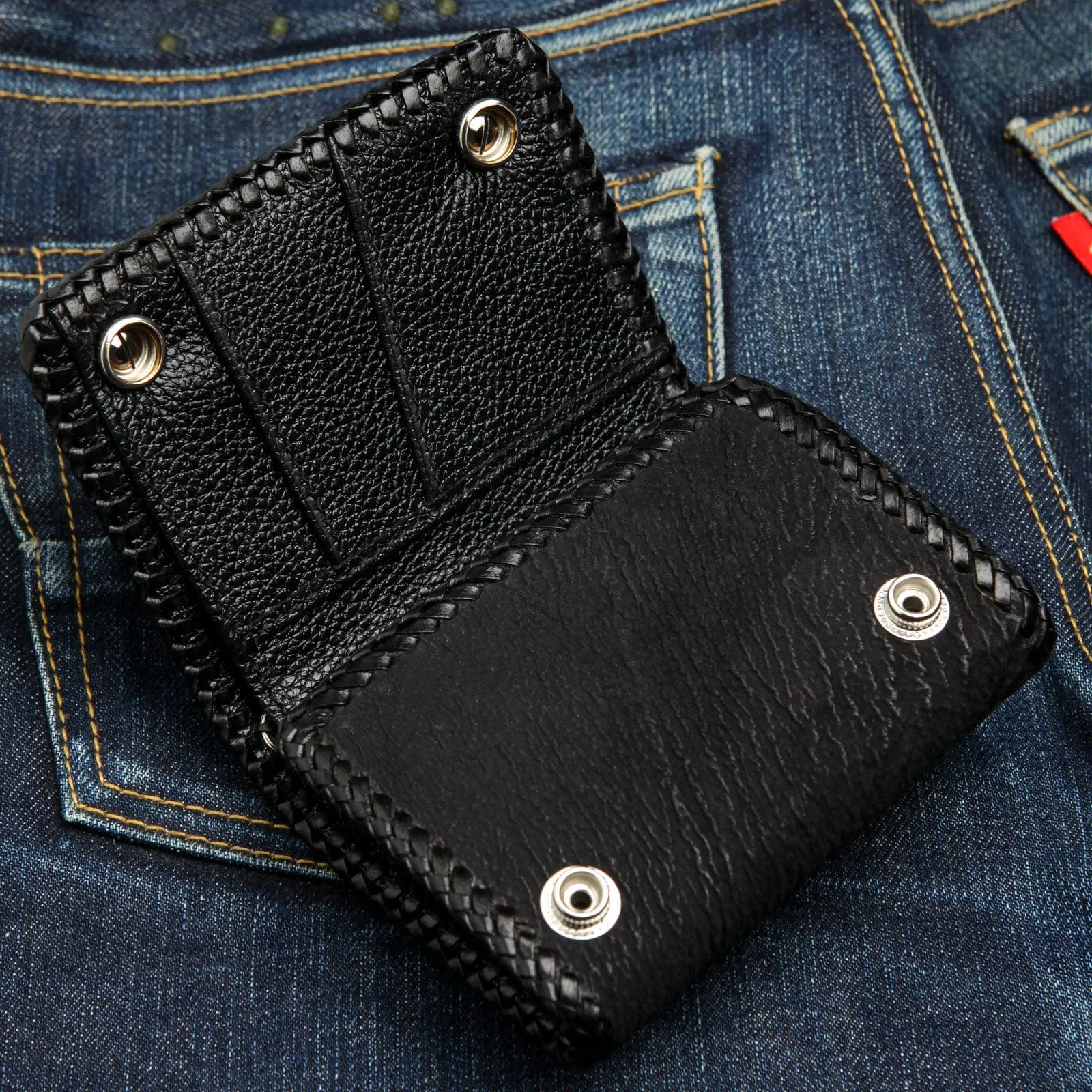 Blue Stingray Leather Gothic Cross Biker Wallet
