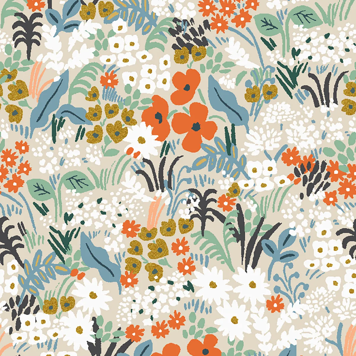 Bon Voyage, Meadow in Flax Multi (with metallic)