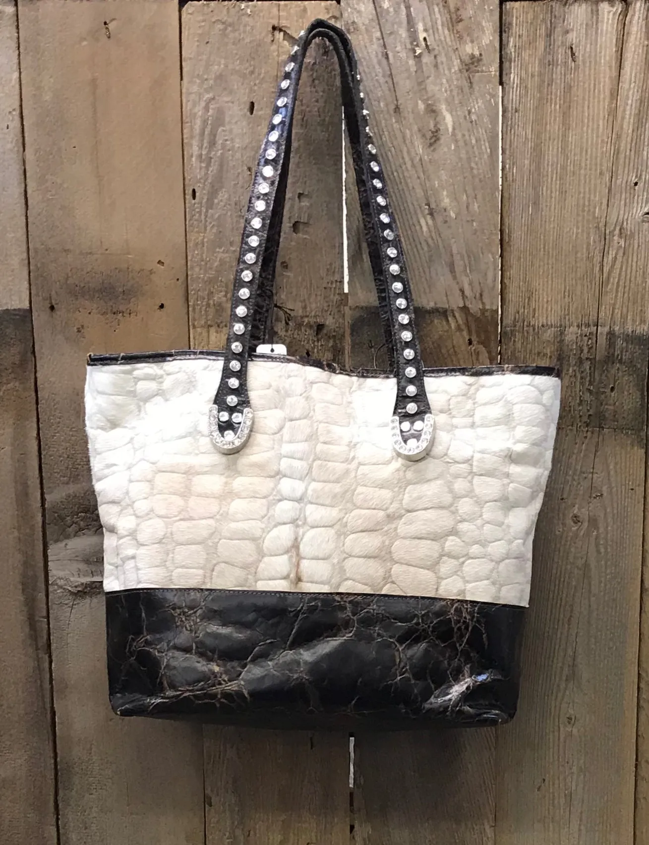 Brown And Tan Lamb Skin Handbag