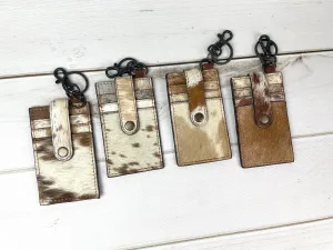 Brown Cowhide Keychain Card Holder