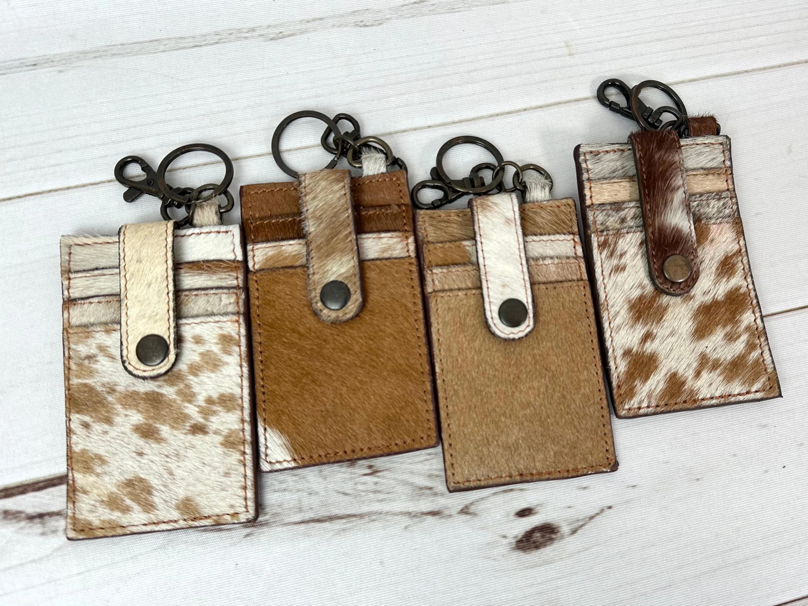 Brown Cowhide Keychain Card Holder
