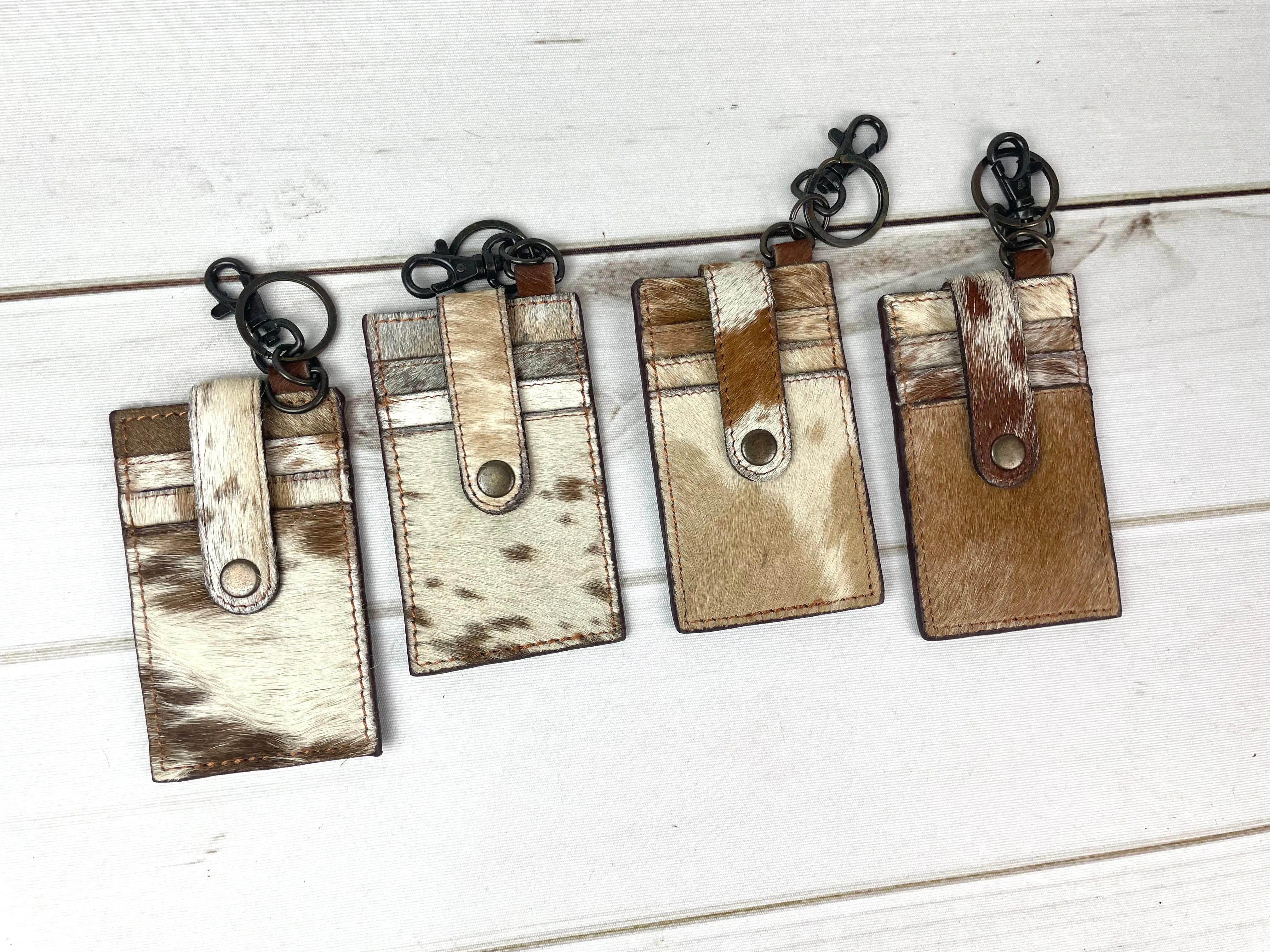 Brown Cowhide Keychain Card Holder
