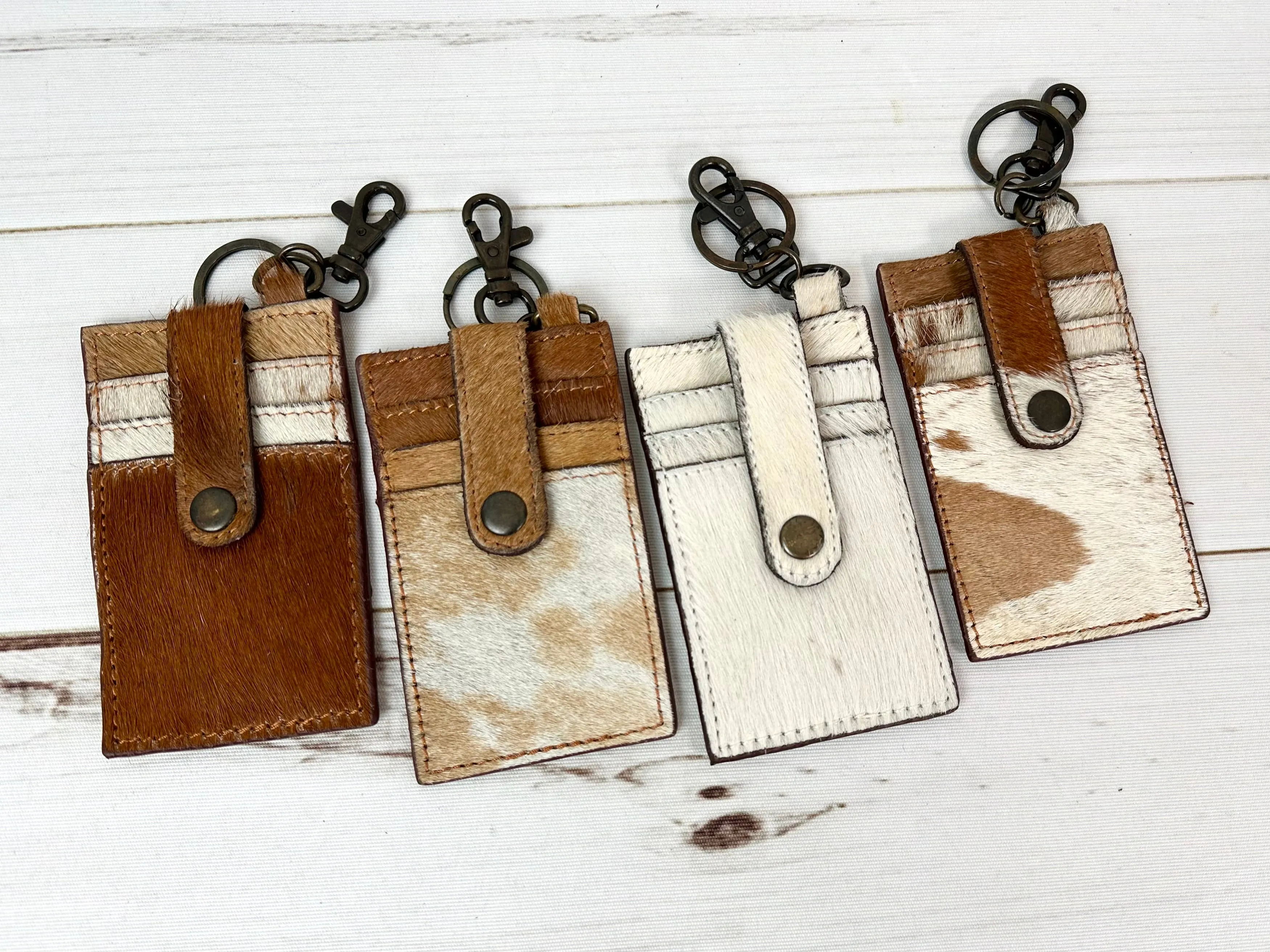 Brown Cowhide Keychain Card Holder