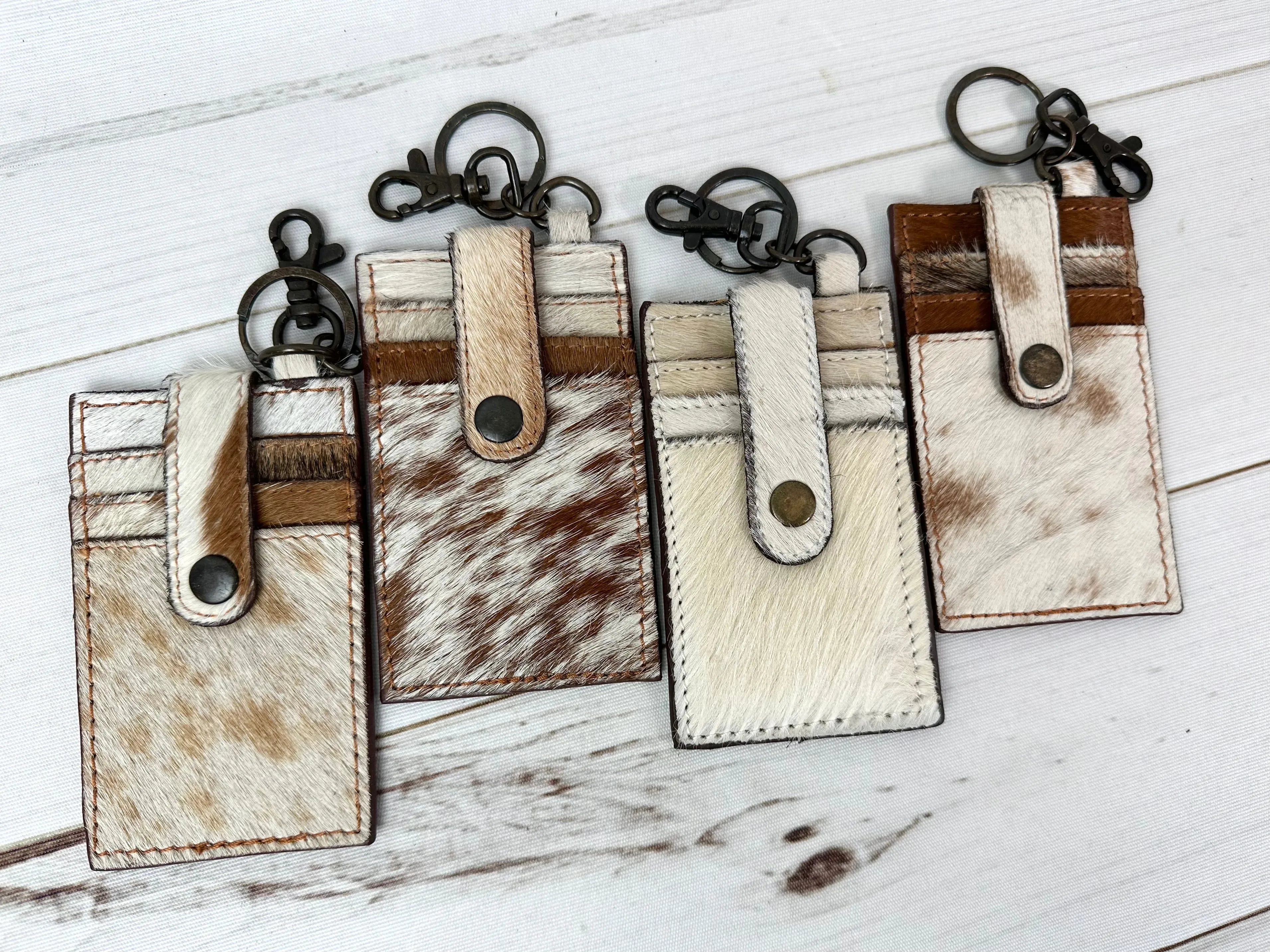 Brown Cowhide Keychain Card Holder