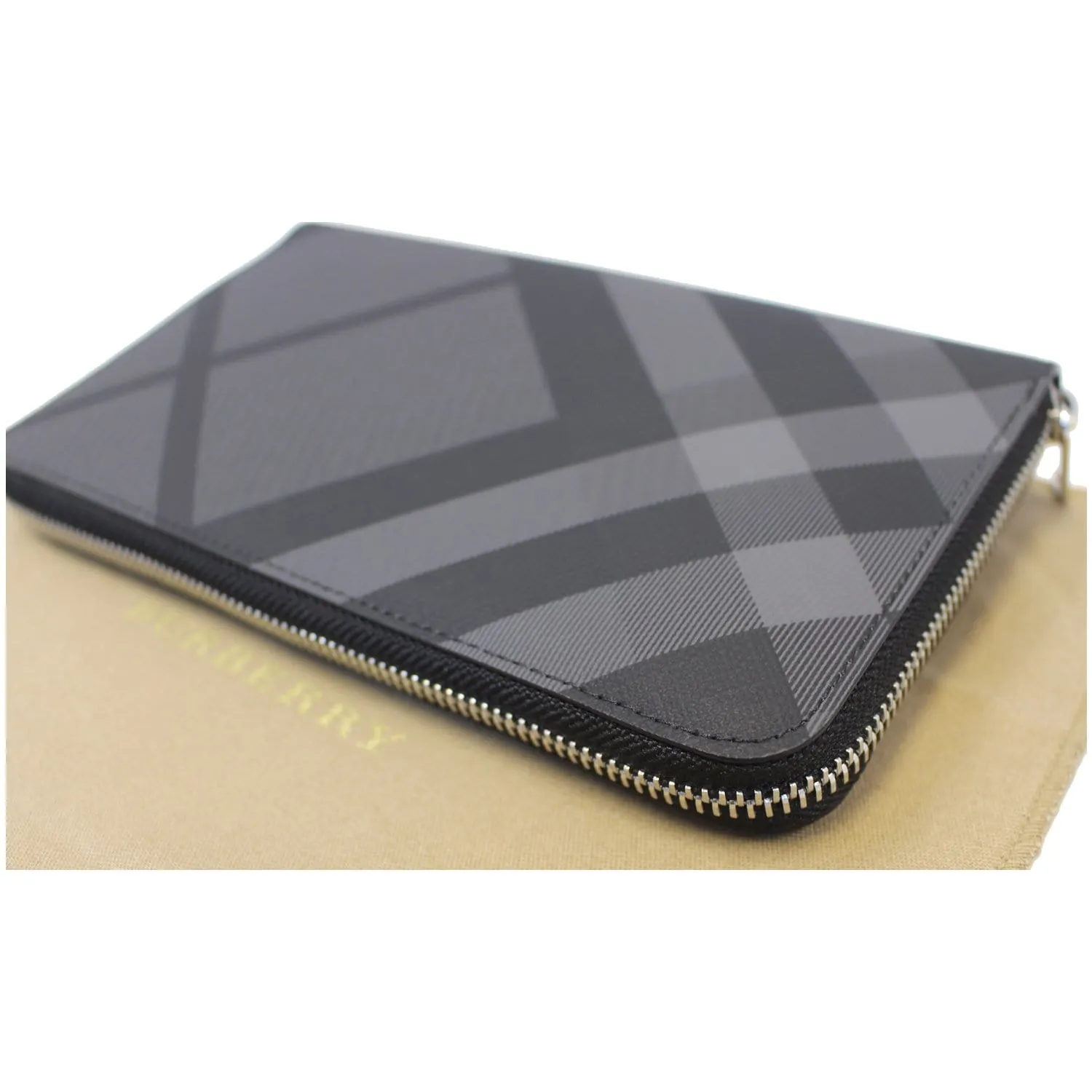 BURBERRY London Check Ziparound Wallet Grey Black