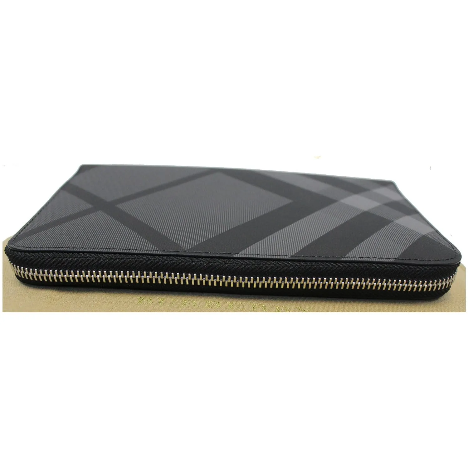BURBERRY London Check Ziparound Wallet Grey Black