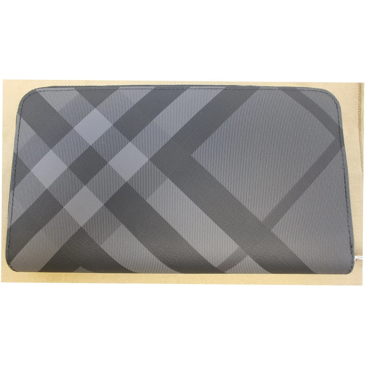 BURBERRY London Check Ziparound Wallet Grey Black
