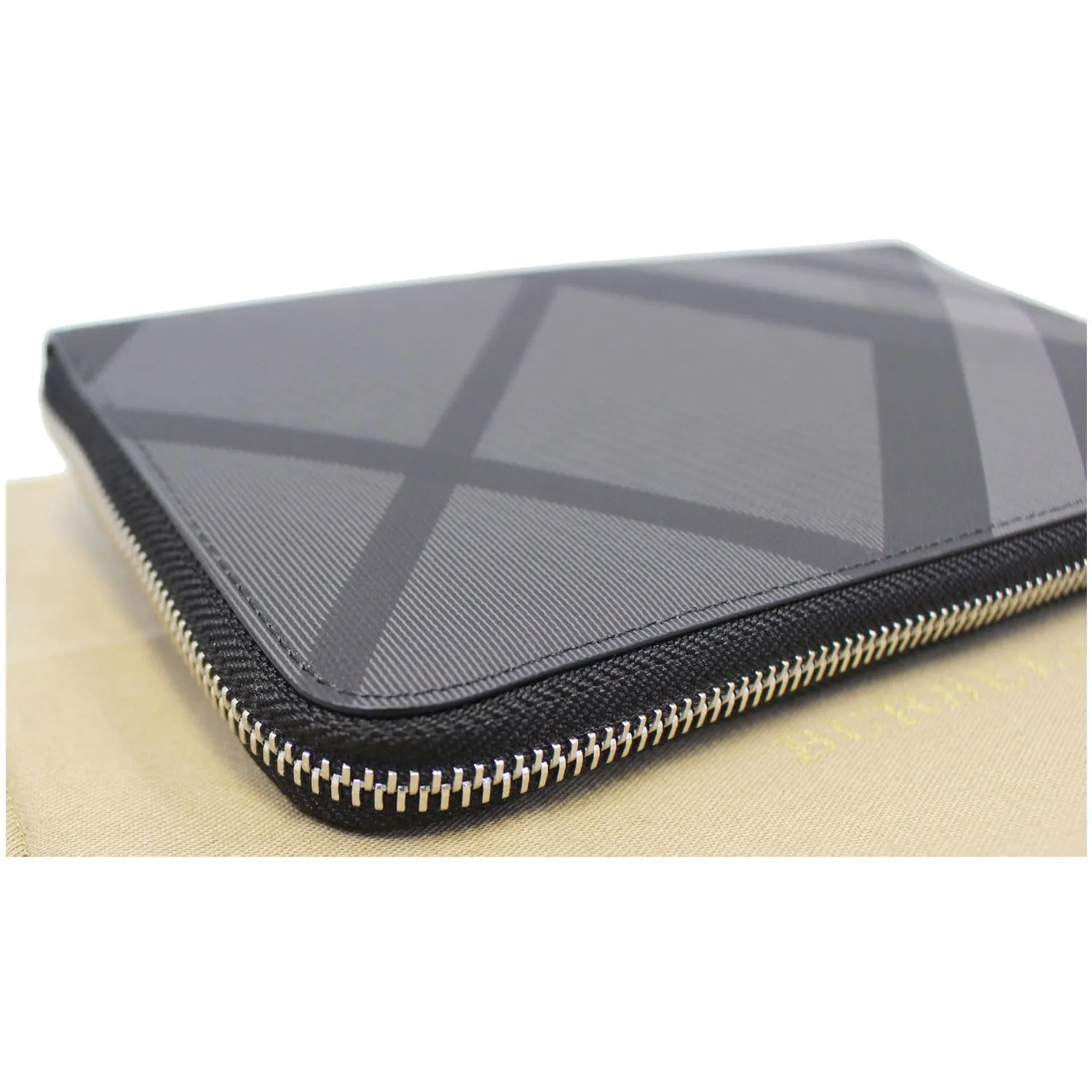 BURBERRY London Check Ziparound Wallet Grey Black