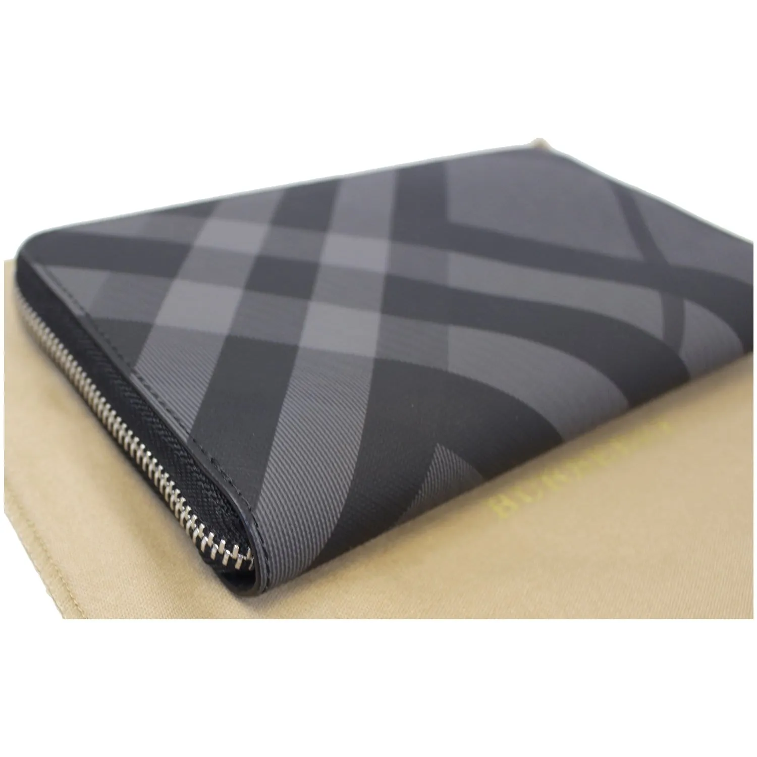 BURBERRY London Check Ziparound Wallet Grey Black