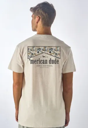 Camo Accent 'Merican Dude Short Sleeve Men's Tee by Simply Southern