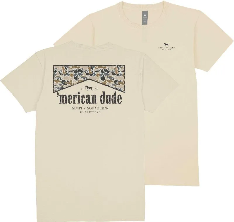 Camo Accent 'Merican Dude Short Sleeve Men's Tee by Simply Southern
