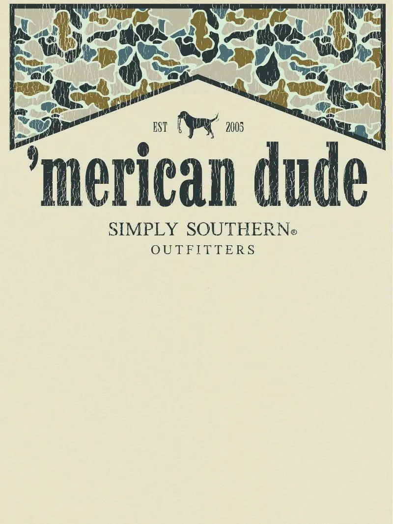 Camo Accent 'Merican Dude Short Sleeve Men's Tee by Simply Southern