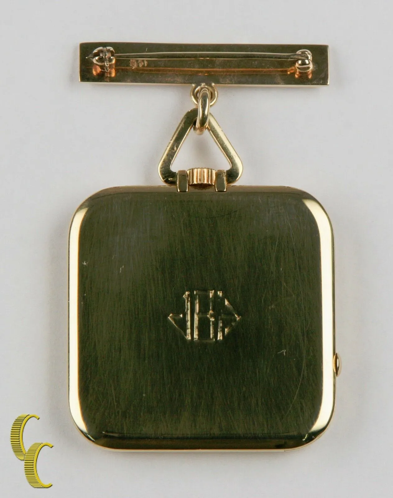 Cartier Gold Square Antique Pocket Watch, 29 Jewels Repeater w/ Original Pouch