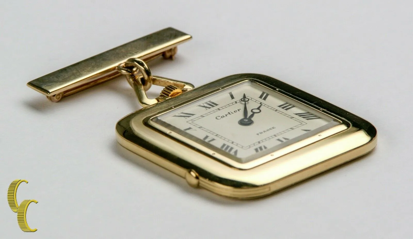 Cartier Gold Square Antique Pocket Watch, 29 Jewels Repeater w/ Original Pouch