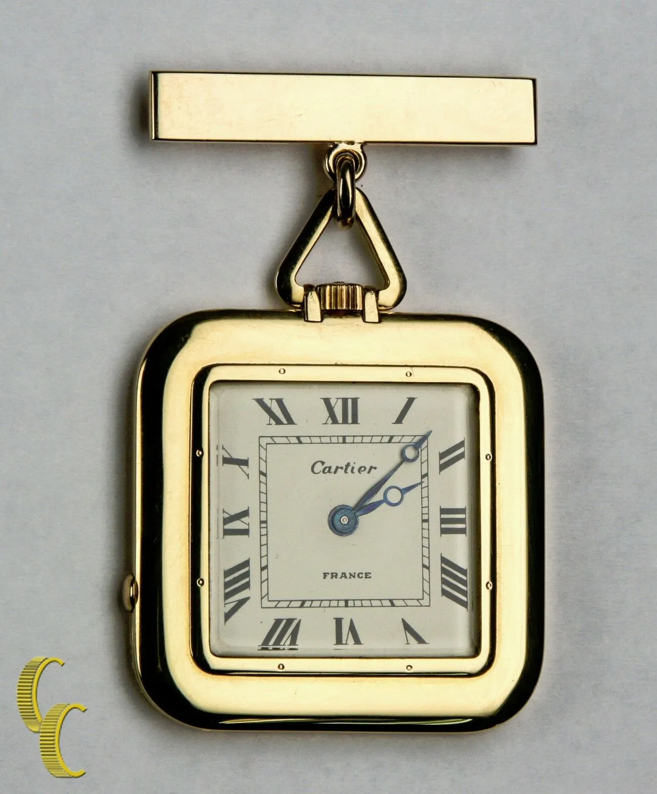 Cartier Gold Square Antique Pocket Watch, 29 Jewels Repeater w/ Original Pouch