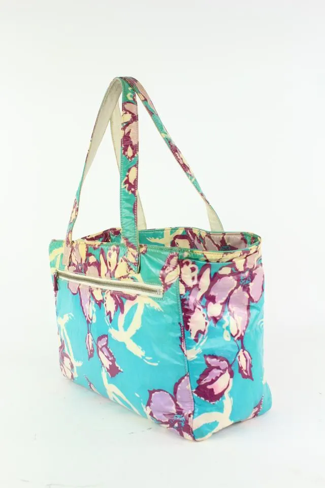 Chanel Blue Floral CC Logo Tote Bag 11cas104