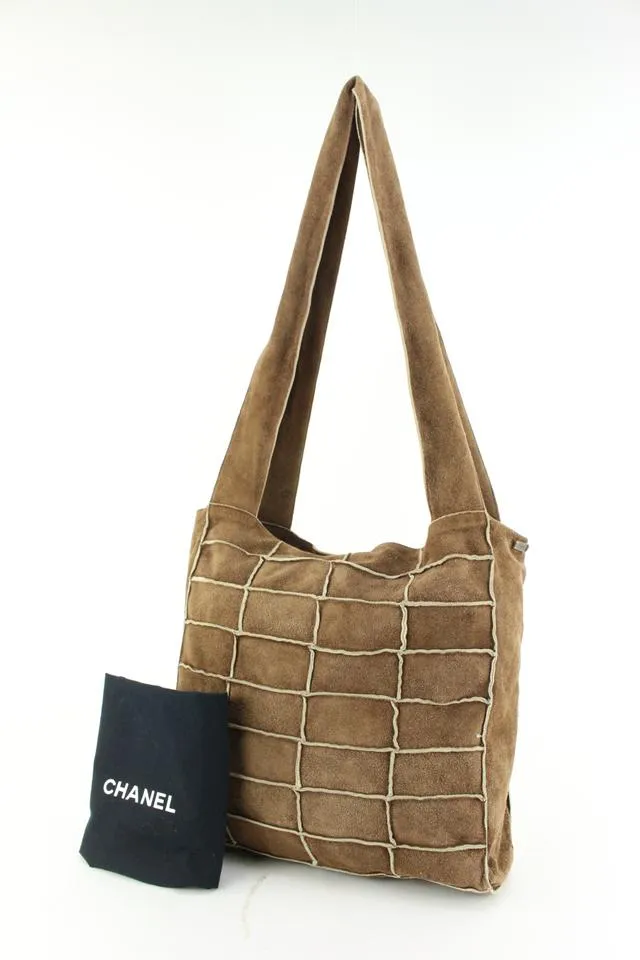 Chanel Brown Suede Patchwork Shopper Tote Bag 50ca715s