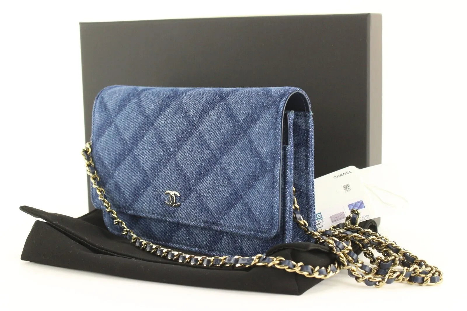 Chanel Shadow Quilted Denim Wallet on Chain WOC Gold HW 2CJ1110
