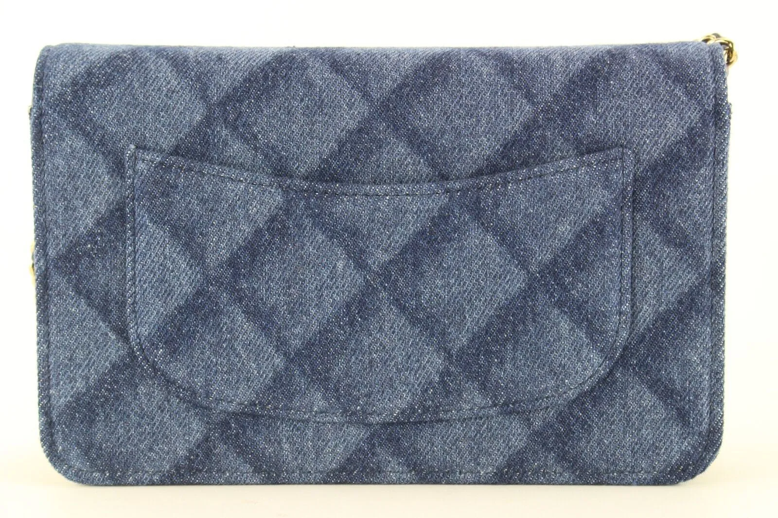 Chanel Shadow Quilted Denim Wallet on Chain WOC Gold HW 2CJ1110
