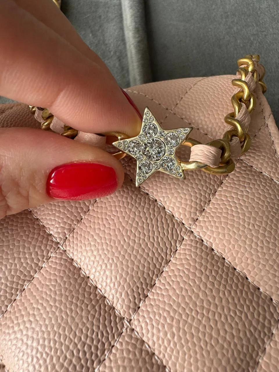 Chanel WOC Wallet On Chain Shiny Grained Calfskin Quilted Charms Enamel Strass Gold-Tone Metal Light Pink Bag Handbag
