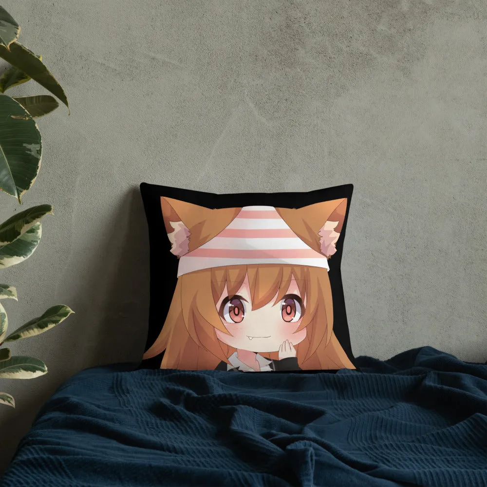 Chibi Kanako Cartoon Print Pillow Black Premium