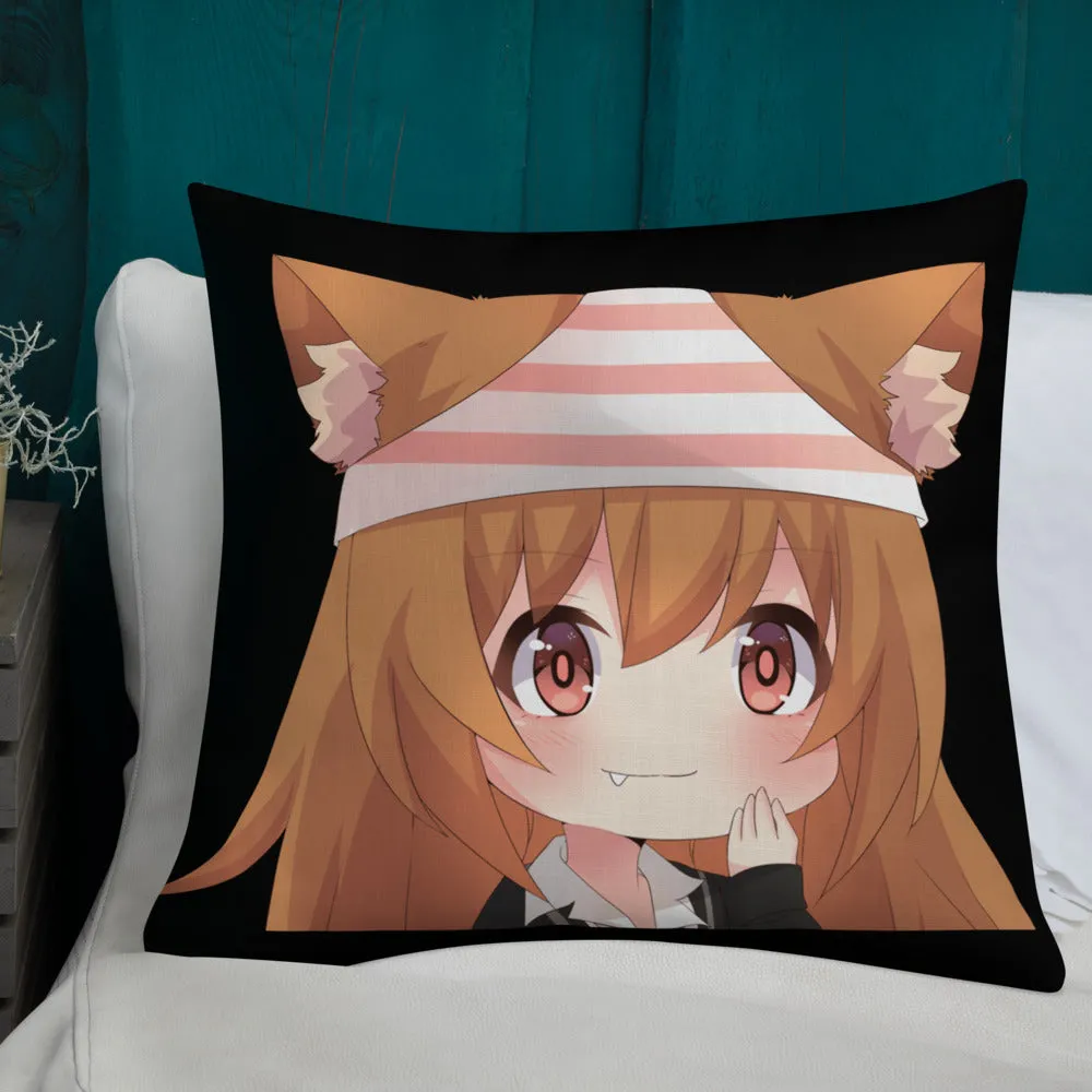 Chibi Kanako Cartoon Print Pillow Black Premium