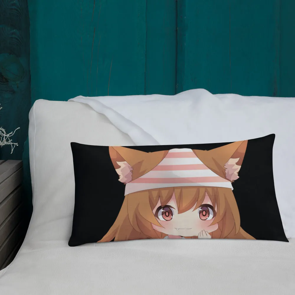 Chibi Kanako Cartoon Print Pillow Black Premium