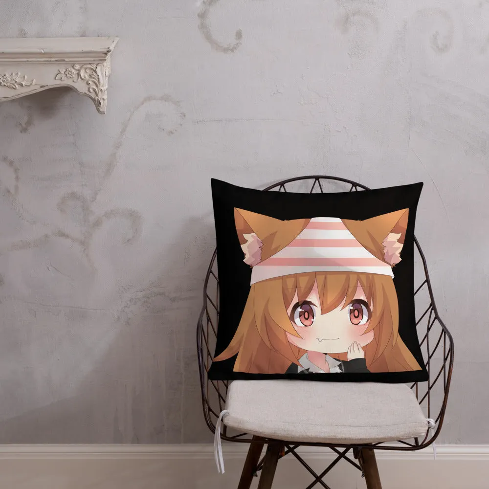 Chibi Kanako Cartoon Print Pillow Black Premium