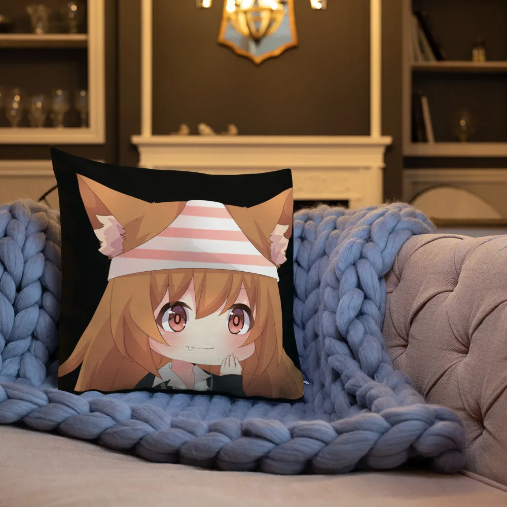 Chibi Kanako Cartoon Print Pillow Black Premium