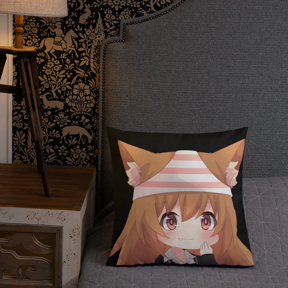 Chibi Kanako Cartoon Print Pillow Black Premium