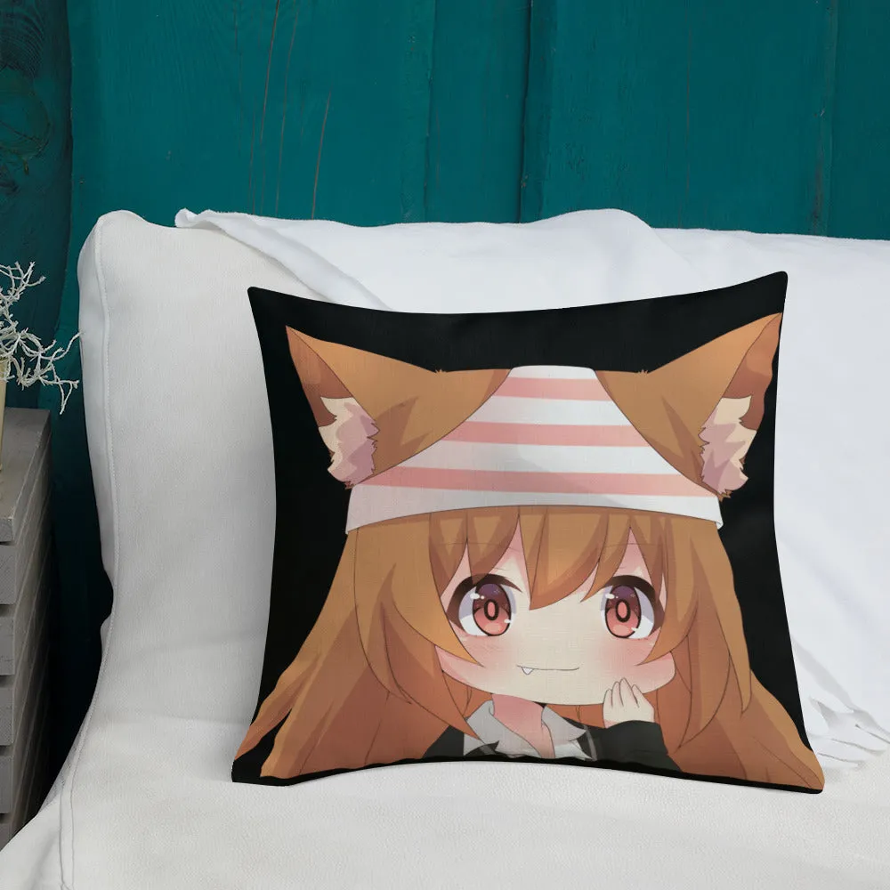 Chibi Kanako Cartoon Print Pillow Black Premium
