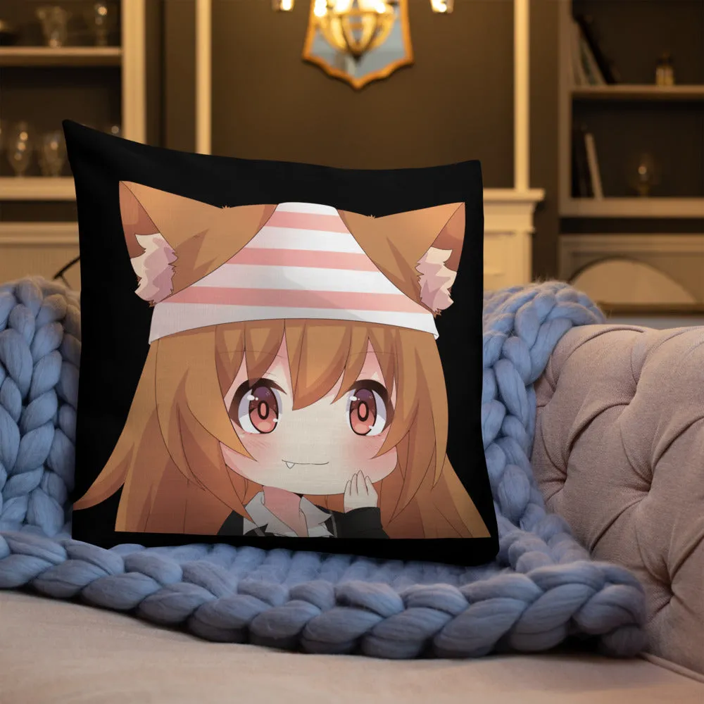Chibi Kanako Cartoon Print Pillow Black Premium