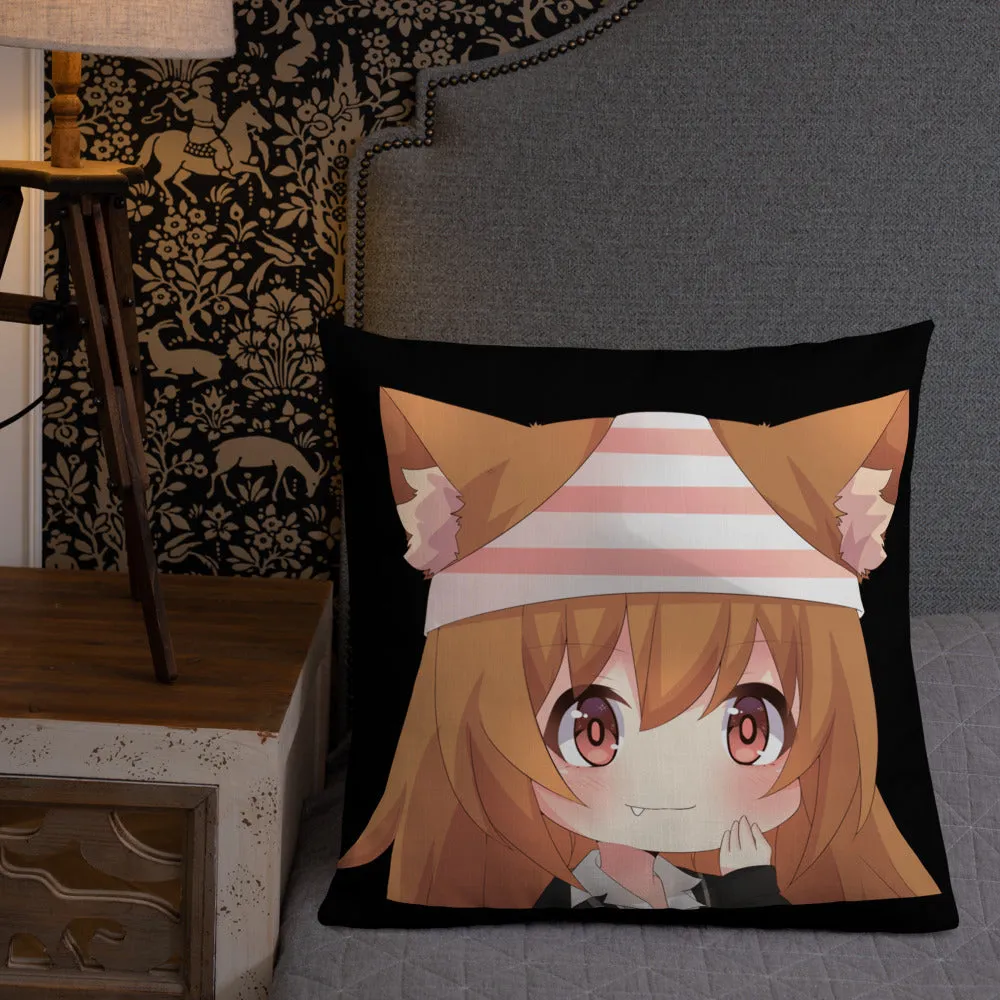 Chibi Kanako Cartoon Print Pillow Black Premium