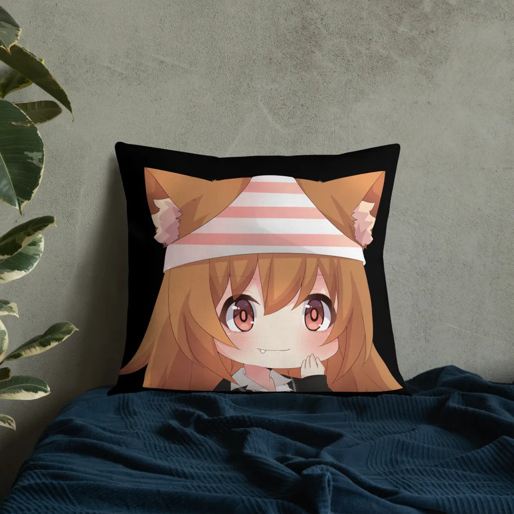Chibi Kanako Cartoon Print Pillow Black Premium